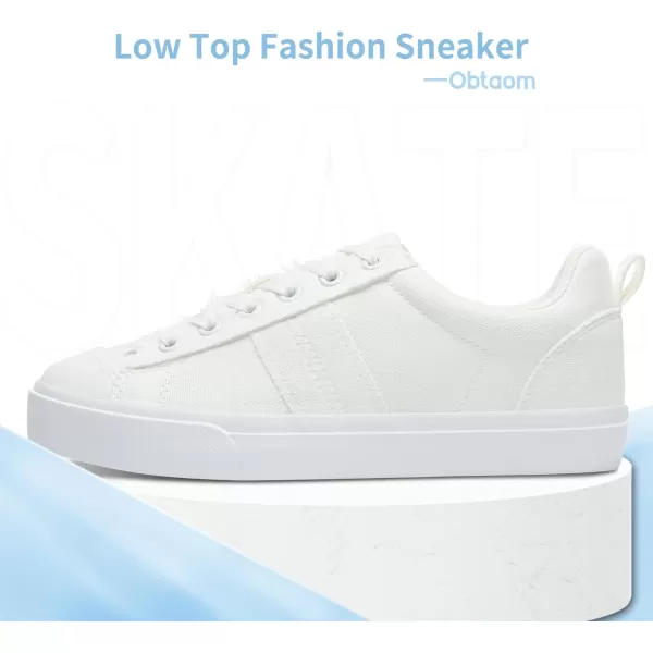 Obtaom Women's Canvas Sneakers Cute Lace up Fashion Sneaker Comfortable Skate Shoe for Lady Casual Tennis Flats