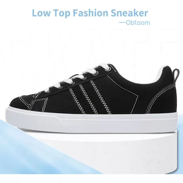 Obtaom Women's Canvas Sneakers Cute Lace up Fashion Sneaker Comfortable Skate Shoe for Lady Casual Tennis Flats