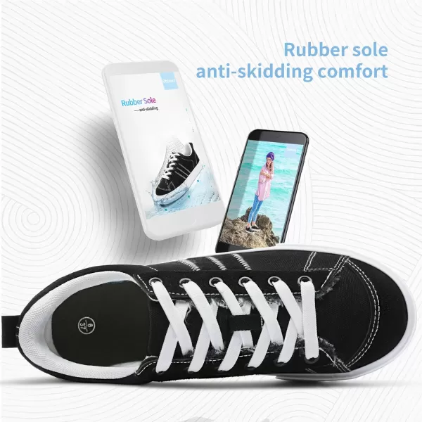 Obtaom Women's Canvas Sneakers Cute Lace up Fashion Sneaker Comfortable Skate Shoe for Lady Casual Tennis Flats