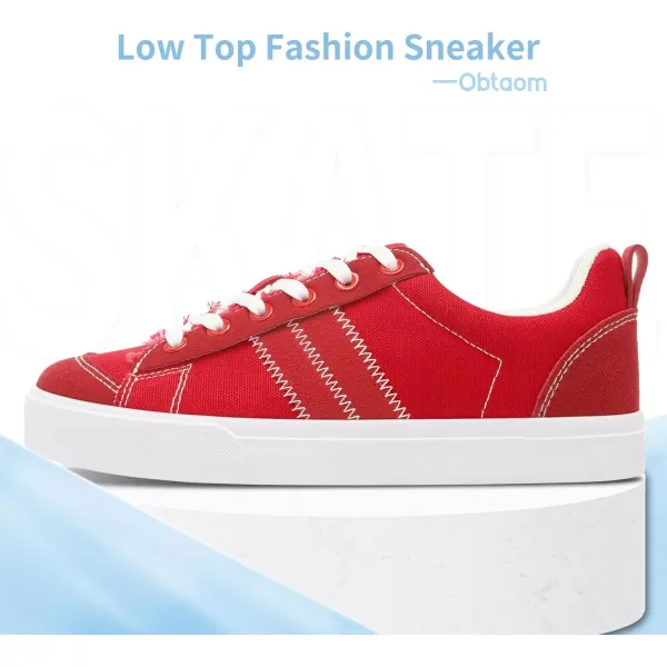 Obtaom Women's Canvas Sneakers Cute Lace up Fashion Sneaker Comfortable Skate Shoe for Lady Casual Tennis Flats
