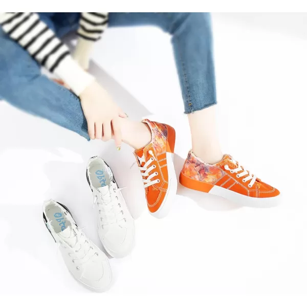Obtaom Women's Play Fashion Sneaker White Color Washed and Leopard Canvas Slip on Shoes