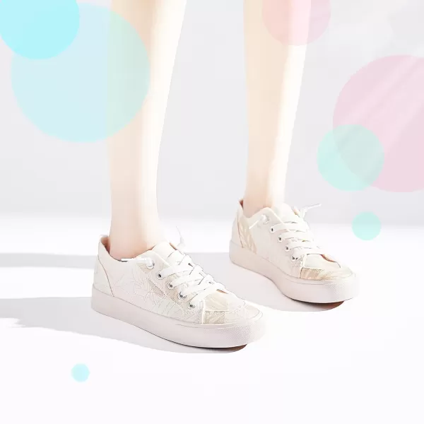 Obtaom Women's Play Fashion Sneaker White Color Washed and Leopard Canvas Slip on Shoes