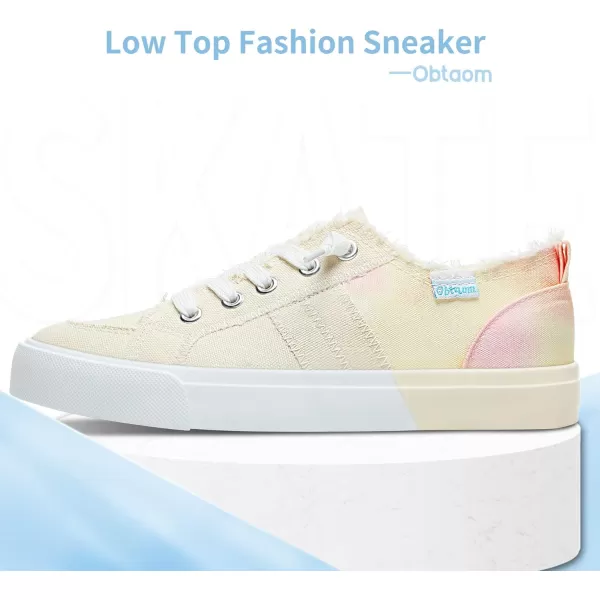 Obtaom Women's Play Fashion Sneaker White Color Washed and Leopard Canvas Slip on Shoes