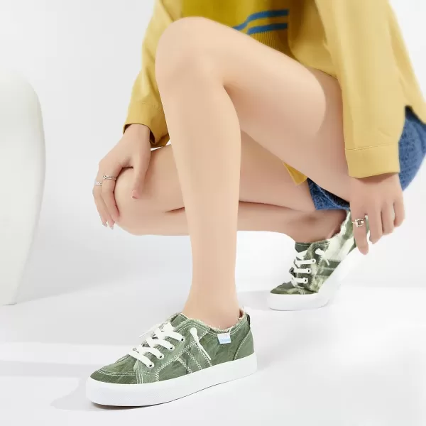 Obtaom Women's Play Fashion Sneaker White Color Washed and Leopard Canvas Slip on Shoes