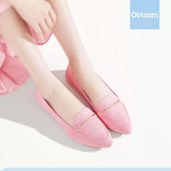Obtaom Women's Pointy Toe Loafer Flat Comfortable Faux Suede Work Shoes,Cute Penny Loafer Slip On Ballet Flat