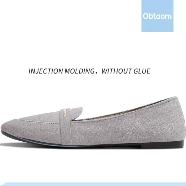 Obtaom Women's Pointy Toe Loafer Flat Comfortable Faux Suede Work Shoes,Cute Penny Loafer Slip On Ballet Flat
