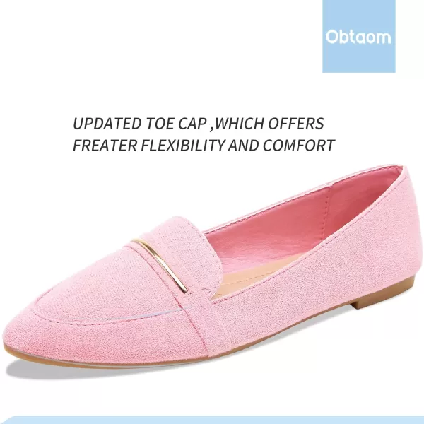 Obtaom Women's Pointy Toe Loafer Flat Comfortable Faux Suede Work Shoes,Cute Penny Loafer Slip On Ballet Flat