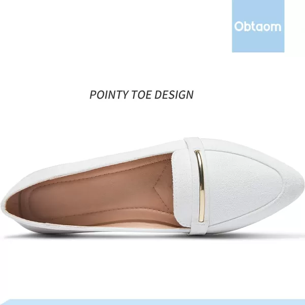 Obtaom Women's Pointy Toe Loafer Flat Comfortable Faux Suede Work Shoes,Cute Penny Loafer Slip On Ballet Flat