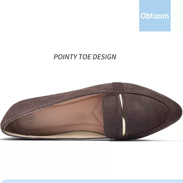 Obtaom Women's Pointy Toe Loafer Flat Comfortable Faux Suede Work Shoes,Cute Penny Loafer Slip On Ballet Flat