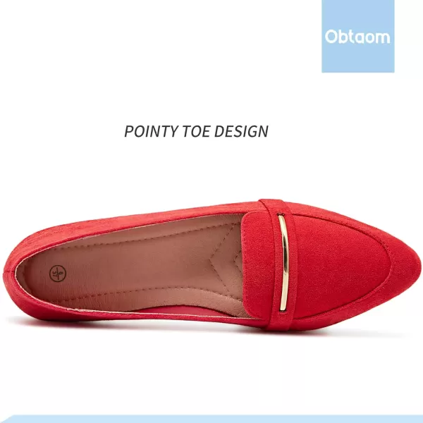 Obtaom Women's Pointy Toe Loafer Flat Comfortable Faux Suede Work Shoes,Cute Penny Loafer Slip On Ballet Flat