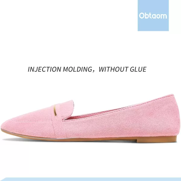 Obtaom Women's Pointy Toe Loafer Flat Comfortable Faux Suede Work Shoes,Cute Penny Loafer Slip On Ballet Flat