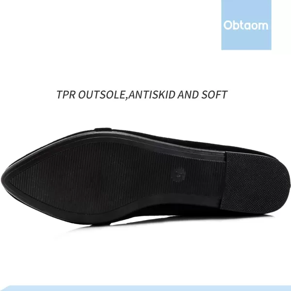 Obtaom Women's Pointy Toe Loafer Flat Comfortable Faux Suede Work Shoes,Cute Penny Loafer Slip On Ballet Flat