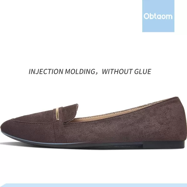 Obtaom Women's Pointy Toe Loafer Flat Comfortable Faux Suede Work Shoes,Cute Penny Loafer Slip On Ballet Flat
