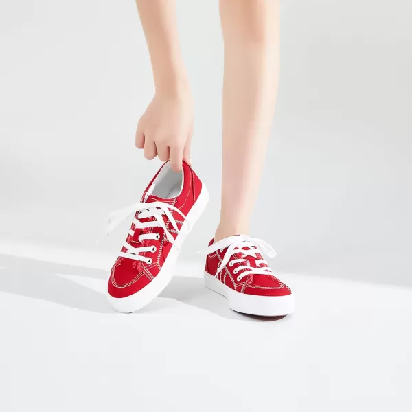 Obtaom Women's White Play Fashion Sneakers Cute Lace up Canvas Shoes Low Top Washed Canvas Flat for Lady