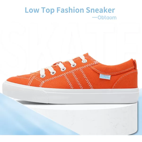 Obtaom Women's White Play Fashion Sneakers Cute Lace up Canvas Shoes Low Top Washed Canvas Flat for Lady