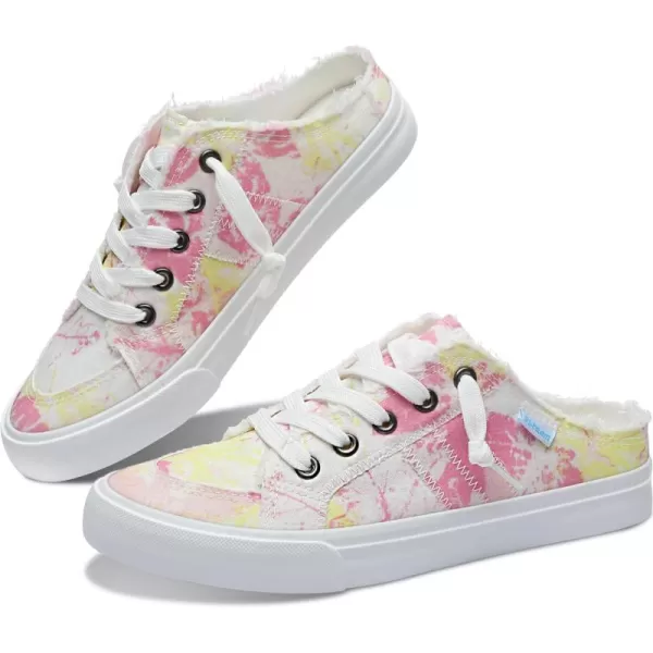 Obtaom Women Canvas Mules Memory Foam Clipper Fashion Sneakers Comfortable Slip-On Mule Backless Holiday Shoes