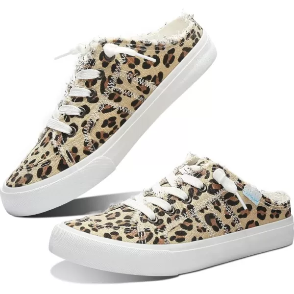 Obtaom Women Canvas Mules Memory Foam Clipper Fashion Sneakers Comfortable Slip-On Mule Backless Holiday Shoes