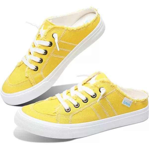 Obtaom Women Canvas Mules Memory Foam Clipper Fashion Sneakers Comfortable Slip-On Mule Backless Holiday Shoes