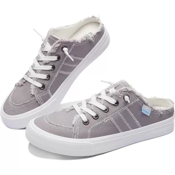 Obtaom Women Canvas Mules Memory Foam Clipper Fashion Sneakers Comfortable Slip-On Mule Backless Holiday Shoes