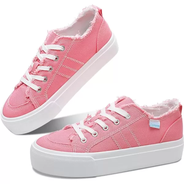 Obtaom Women Platform Canvas Sneakers White Comfort Play Fashion Sneakers Casual Lift Platform Lace Up Shoes Cute Low Top Walking Shoes for Lady