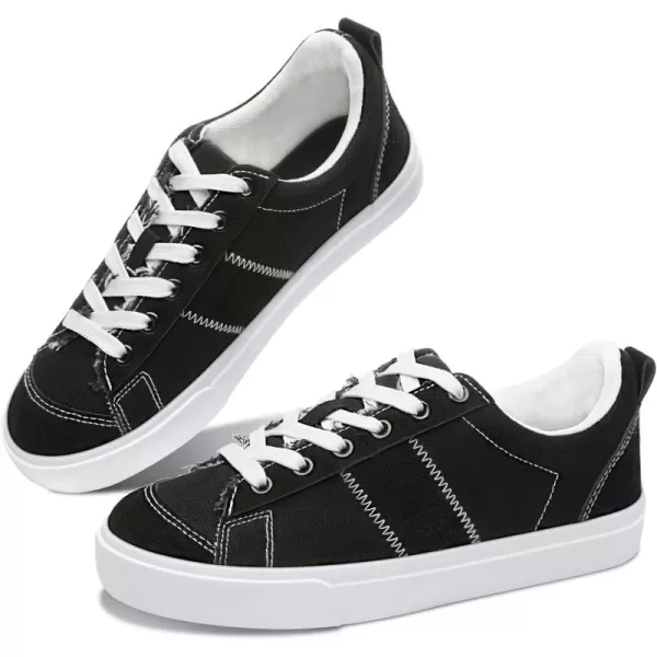 Obtaom Women's Canvas Sneakers Cute Lace up Fashion Sneaker Comfortable Skate Shoe for Lady Casual Tennis Flats