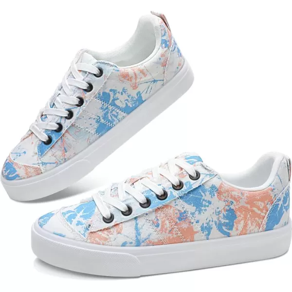 Obtaom Women's Canvas Sneakers Cute Lace up Fashion Sneaker Comfortable Skate Shoe for Lady Casual Tennis Flats