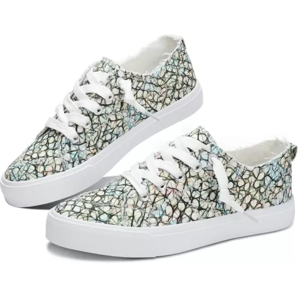 Obtaom Women's Play Fashion Sneaker White Color Washed and Leopard Canvas Slip on Shoes