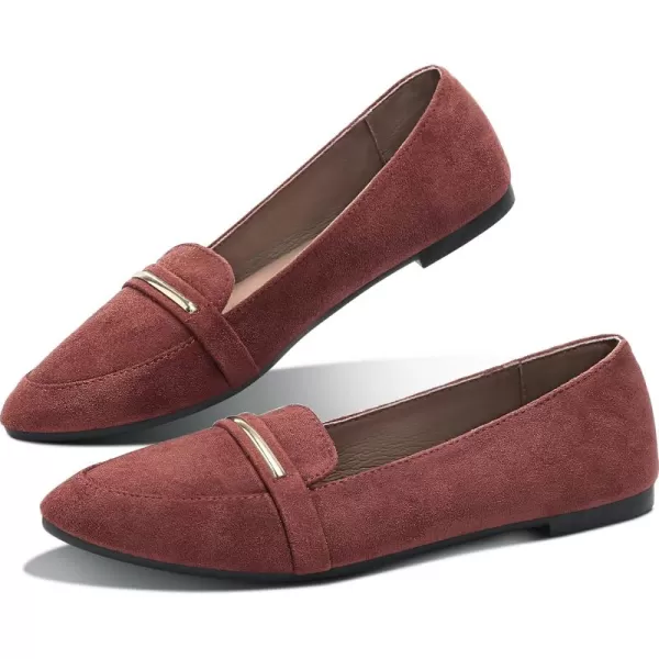 Obtaom Women's Pointy Toe Loafer Flat Comfortable Faux Suede Work Shoes,Cute Penny Loafer Slip On Ballet Flat