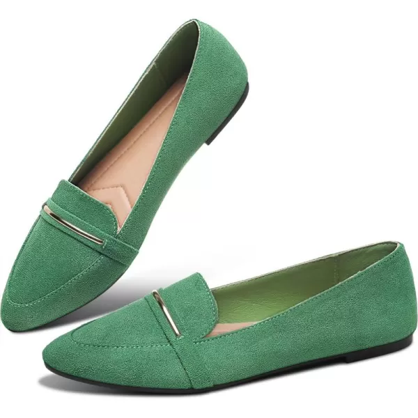 Obtaom Women's Pointy Toe Loafer Flat Comfortable Faux Suede Work Shoes,Cute Penny Loafer Slip On Ballet Flat