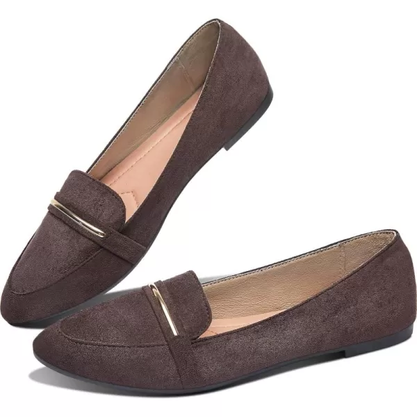 Obtaom Women's Pointy Toe Loafer Flat Comfortable Faux Suede Work Shoes,Cute Penny Loafer Slip On Ballet Flat