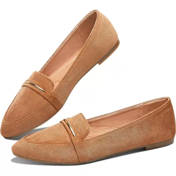 Obtaom Women's Pointy Toe Loafer Flat Comfortable Faux Suede Work Shoes,Cute Penny Loafer Slip On Ballet Flat