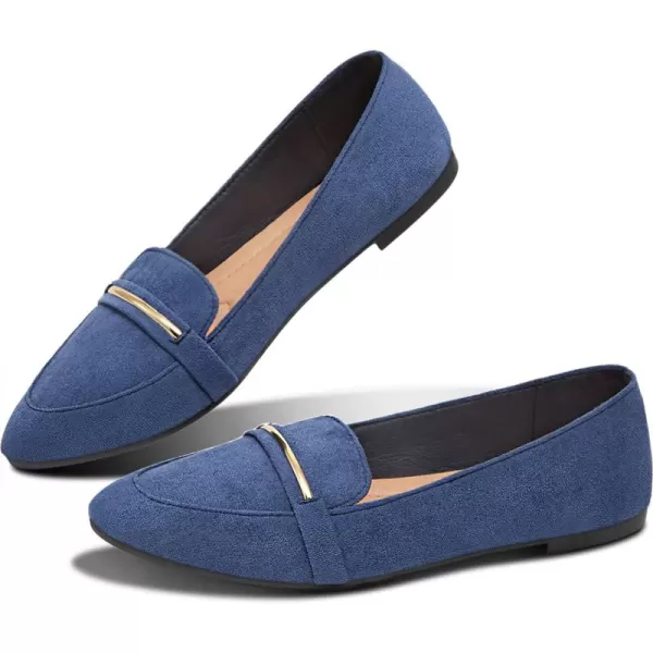 Obtaom Women's Pointy Toe Loafer Flat Comfortable Faux Suede Work Shoes,Cute Penny Loafer Slip On Ballet Flat