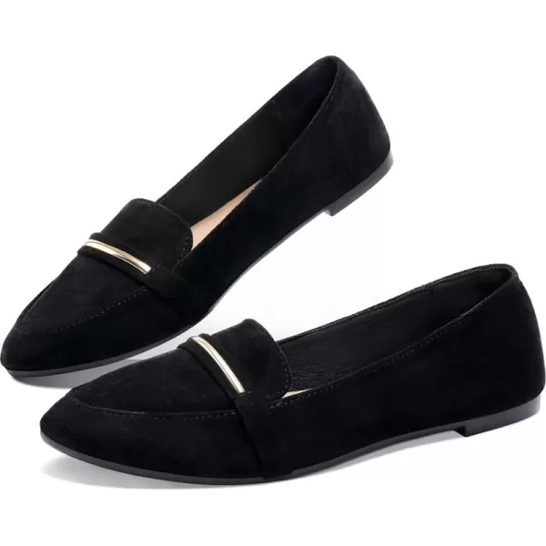 Obtaom Women's Pointy Toe Loafer Flat Comfortable Faux Suede Work Shoes,Cute Penny Loafer Slip On Ballet Flat