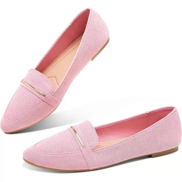 Obtaom Women's Pointy Toe Loafer Flat Comfortable Faux Suede Work Shoes,Cute Penny Loafer Slip On Ballet Flat