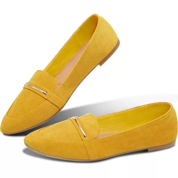Obtaom Women's Pointy Toe Loafer Flat Comfortable Faux Suede Work Shoes,Cute Penny Loafer Slip On Ballet Flat