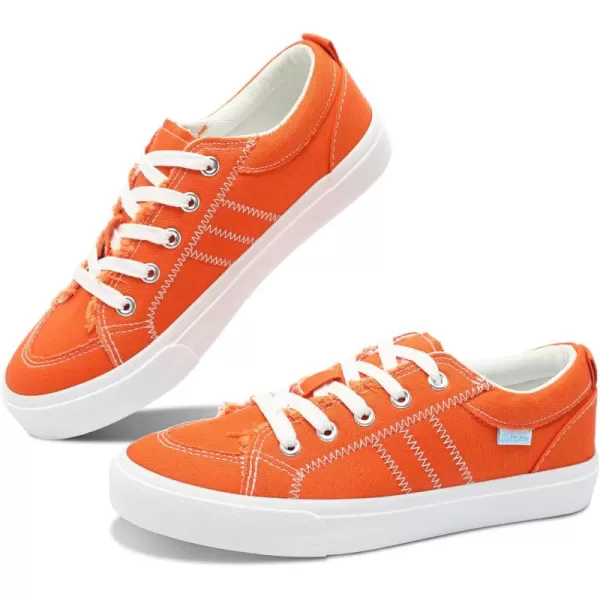 Obtaom Women's White Play Fashion Sneakers Cute Lace up Canvas Shoes Low Top Washed Canvas Flat for Lady