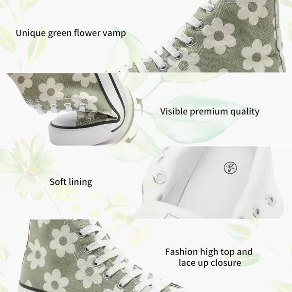 kufeiti Women’s High Top Canvas Sneakers Canvas Shoes Lace up White Black Sneakers Casual Walking Shoes
