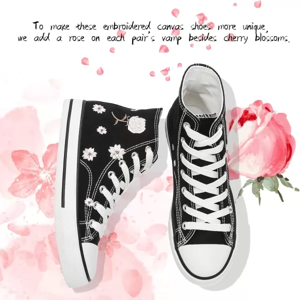 kufeiti Women’s High Top Canvas Sneakers Canvas Shoes Lace up White Black Sneakers Casual Walking Shoes