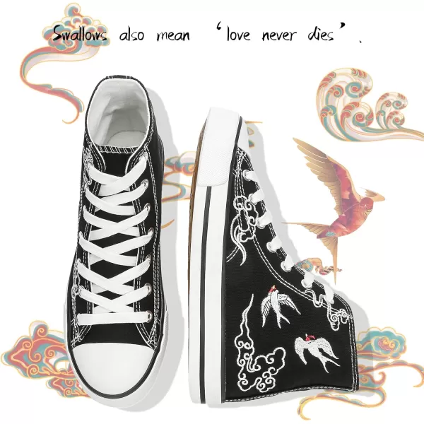 kufeiti Women’s High Top Canvas Sneakers Canvas Shoes Lace up White Black Sneakers Casual Walking Shoes