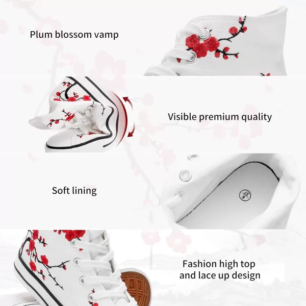 kufeiti Women’s High Top Canvas Sneakers Canvas Shoes Lace up White Black Sneakers Casual Walking Shoes