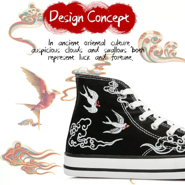 kufeiti Women’s High Top Canvas Sneakers Canvas Shoes Lace up White Black Sneakers Casual Walking Shoes