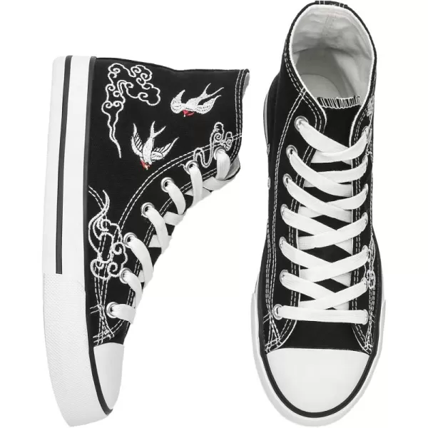 kufeiti Women’s High Top Canvas Sneakers Canvas Shoes Lace up White Black Sneakers Casual Walking Shoes