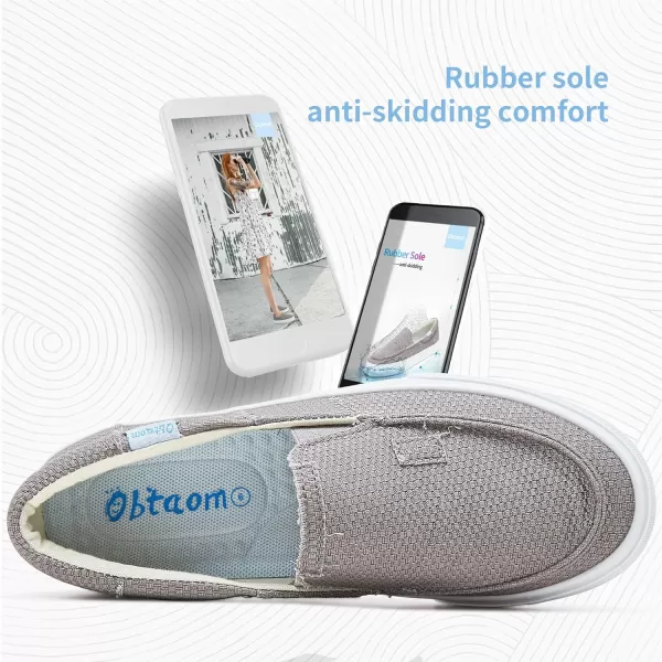 Obtaom Slip On Shoes Canvas Slip On Sneakers Comfy Arch Support Flats Casual Canvas Fashion Sneaker