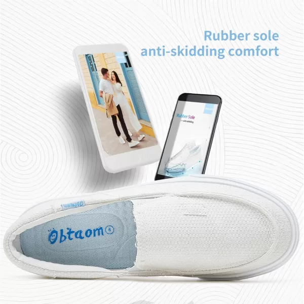 Obtaom Slip On Shoes Canvas Slip On Sneakers Comfy Arch Support Flats Casual Canvas Fashion Sneaker