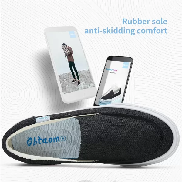 Obtaom Slip On Shoes Canvas Slip On Sneakers Comfy Arch Support Flats Casual Canvas Fashion Sneaker