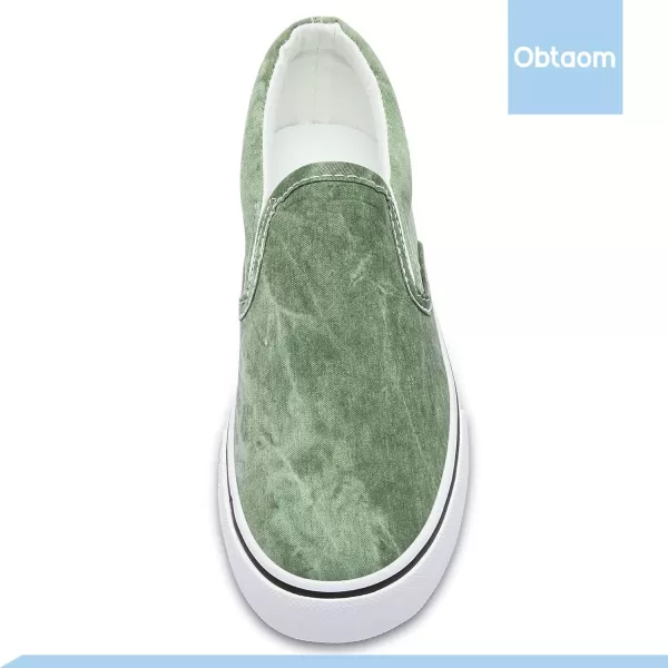 Obtaom Women's White Sneakers Black Slip on Shoes for Women Low Top Canvas Loafers