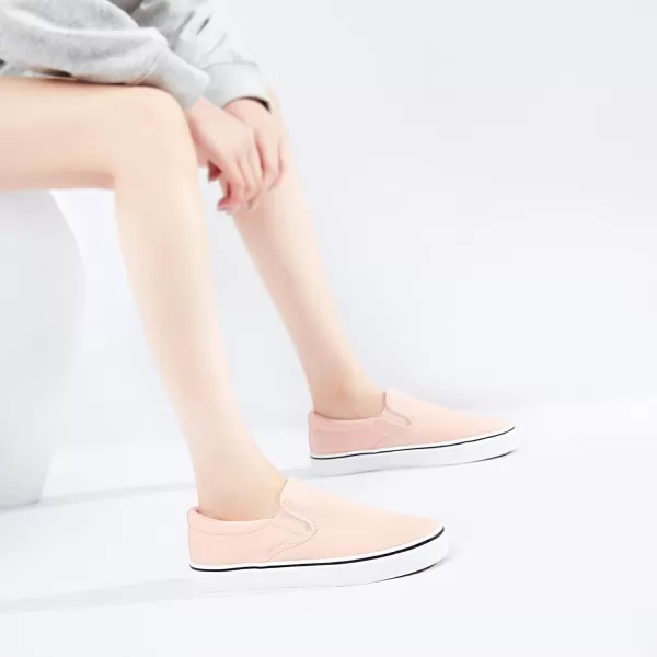 Obtaom Women's White Sneakers Black Slip on Shoes for Women Low Top Canvas Loafers