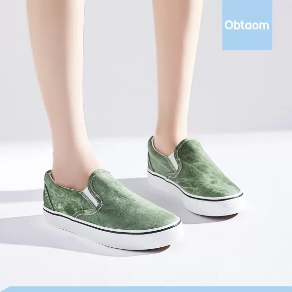 Obtaom Women's White Sneakers Black Slip on Shoes for Women Low Top Canvas Loafers