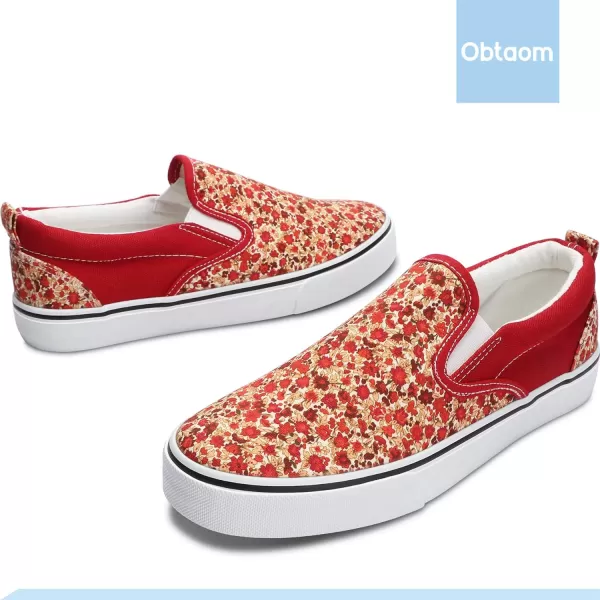 Obtaom Women's White Sneakers Black Slip on Shoes for Women Low Top Canvas Loafers