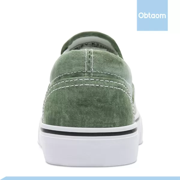 Obtaom Women's White Sneakers Black Slip on Shoes for Women Low Top Canvas Loafers